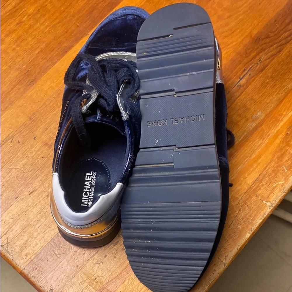 Michael Kors Navy and Silver Sneakers